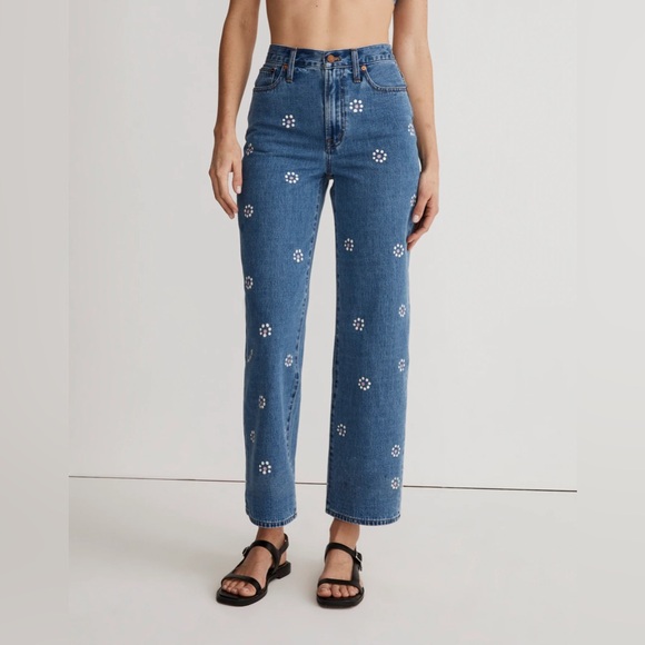 Madewell Denim - MADEWELL "The Perfect Vintage Wide Leg Crop Jean" with Daisy Print - Size 28